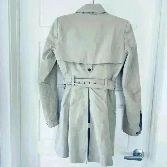 ZARA BEIGE DOUBLE BREAST TRENCH NYLON WATERPROOF  COAT SIZE XS - Picture 5 of 15